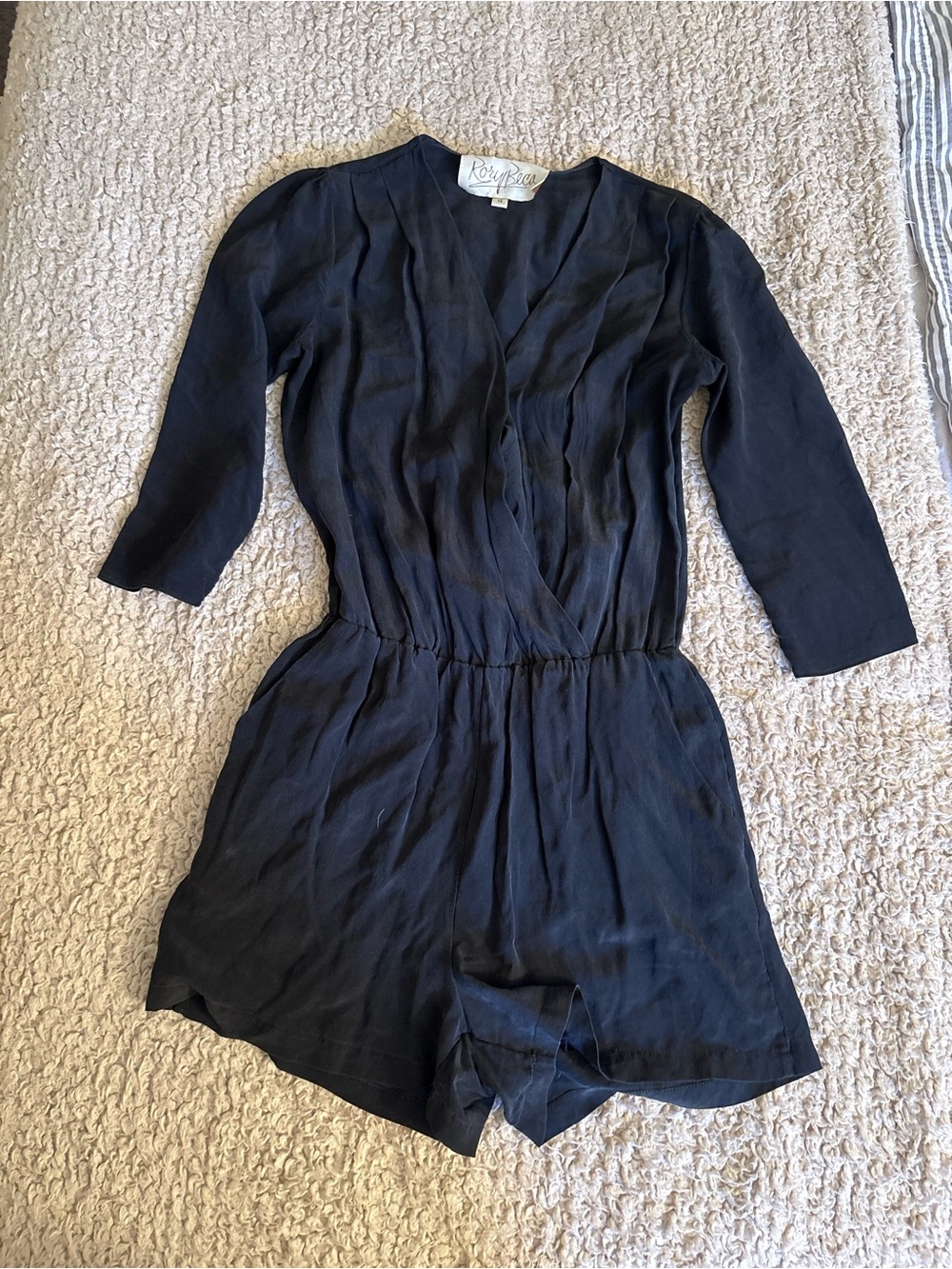Y2K Rory Beca Black Silk Wrap Romper